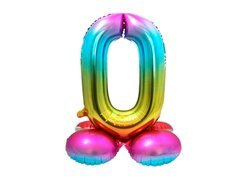 Balon folie în picioare numărul 0 curcubeu - 81 cm