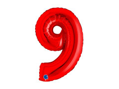 Balon din folie numărul 9 roșu - 14" - 1 buc.