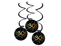 Agățat decorare vârtejuri pentru 30 negru - 3 buc.
