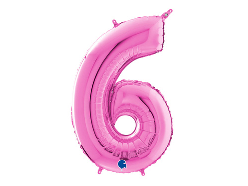 Fucsia număr 6 balon de folie - 66 cm - 1 buc.