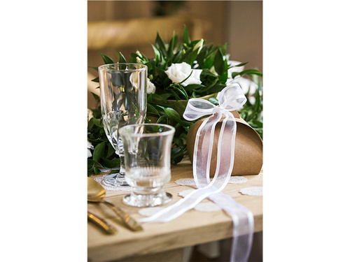 Panglică de sifon, alb, 25 mm / 25 m, 1 buc.