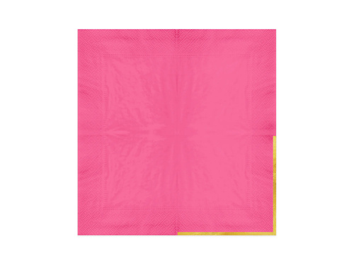 Șervețele de hârtie fucsia cu margine aurie - 33 cm - 10 buc.