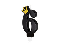 Lumânare număr șase negru cu coroană - 6 - 1 buc.