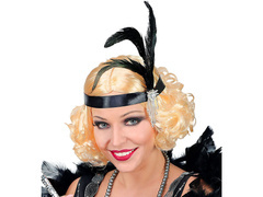 Peruca retro cu bentiță și pană - 1 buc.