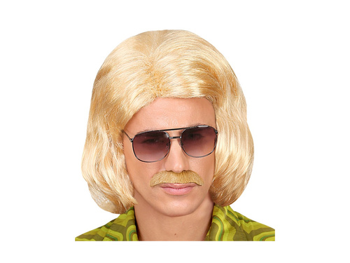Peruca blondă Dandy din anii 1970. cu mustață