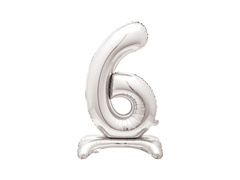Balon vertical din folie numărul 6 argintiu - 76 cm - 1buc.