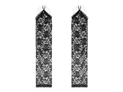 Mănuși din dantelă neagră - 40 cm - 1 buc.