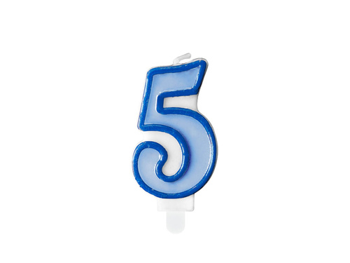 Lumânare numărul cinci 5 albastru - 1 buc.