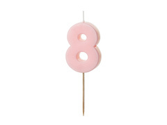 Numărul opt lumânare roz deschis - 8 - 1 buc.