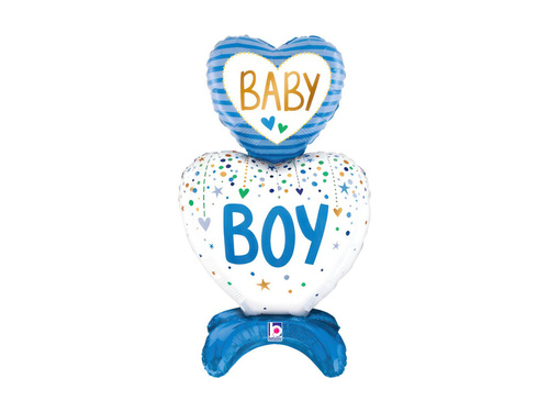 Balon vertical din folie cu inimioare "Baby Boy" - 28" - 1 buc.