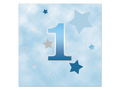 Șervețele pentru aniversarea unui an Stars albastru - 33 cm - 20 buc.