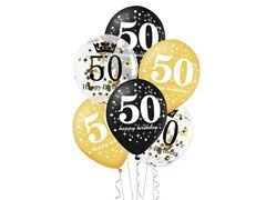 Baloane din latex imprimate pentru anii '50 - 30 cm - 6 buc.