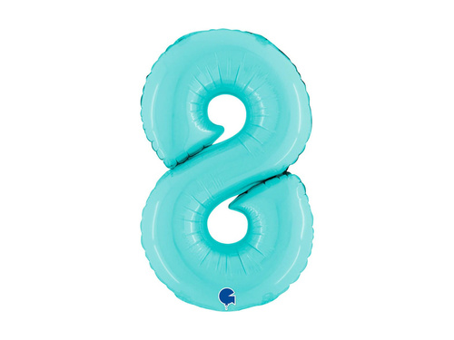 Balon din folie numărul 8 albastru pastel - 14" - 1 buc.
