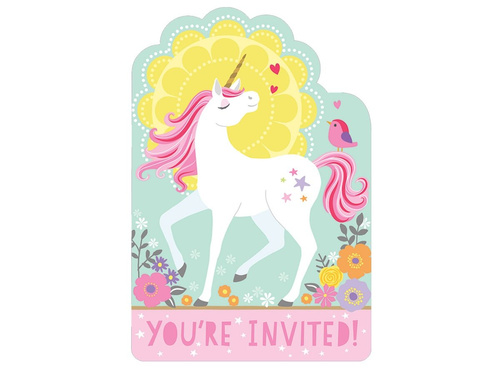 Invitații aniversare unicorn - 8 buc.