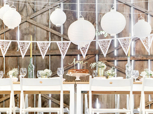 Lanternă de hârtie pentru grădină strălucitoare 30 cm, alb, 1 buc.