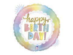 Balon iridescent din folie Happy Birthday - 46 cm - 1 buc.