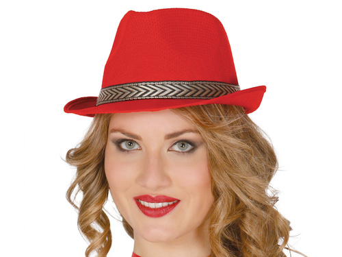Pălărie de gangster roșie - 1 buc.
