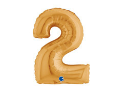 Balon din folie numărul 2 auriu - 14" - 1 buc.