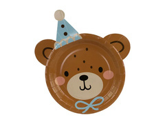 Farfurii aniversare Cap de ursuleț de pluș - 21 x 23 cm - 6 buc.