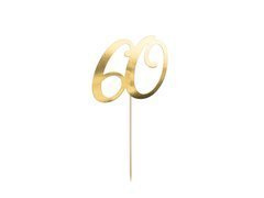 Gold 60th birthday cake topper - 20.5 cm - 1 buc.