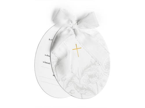 Invitație de împărtășanie cu ornament alb - 10 buc.