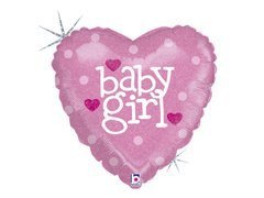 Baby Girl balon cu inima roz - 46 cm - 1 buc.