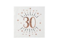 Șervețele strălucitoare roz auriu pentru a 30-a aniversare - 33 cm - 10 buc.