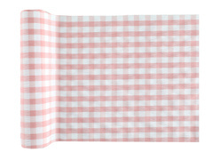 Decorațiune cu șir de masă în carouri roz - 26 cm x 3 m - 1 buc.