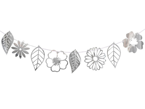 Ghirlandă de flori argintie - 1 buc.