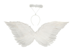 Set de aripi de înger alb 67 x 26 cm și Aureole