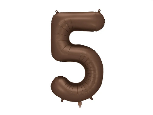 Balon din folie maro cu numărul 5 - 86 cm - 1 buc.
