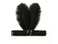 Bentiță retro cu pană neagră - 1 buc.