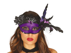 Mască de carnaval violet cu frunze