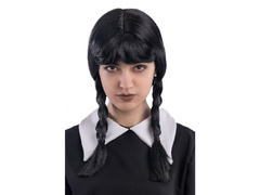 Peruca neagră cu împletituri și franjuri - 1 buc.