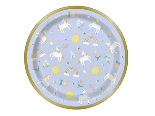 Farfurii aniversare unicorn - 23 cm - 8 buc.