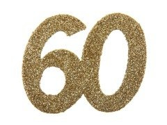 Decorațiune de masă cu sclipici număr 60 - 5 cm - 6 buc.