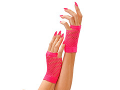 Mănuși de plasă roz scurte