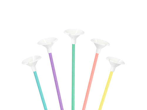 EKO Bețe de hârtie cu dopuri pentru baloane - amestec de culori pastelate - 10 buc.