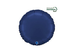 Balon rotund din folie albastră satinată - 14" - 1 buc.