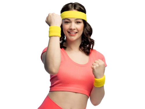 80s Disco brățări galbene - 3 buc.