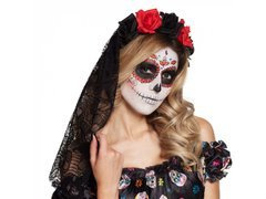 Bentiță cu voal și trandafiri - 1 buc.