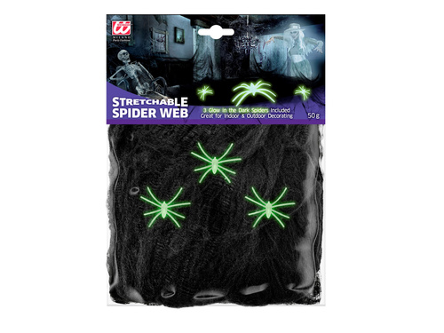 Pânză de păianjen neagră cu păianjeni fluorescenți - 1 op.