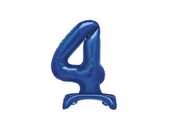 Balon vertical din folie numărul 4 albastru - 76 cm - 1buc.
