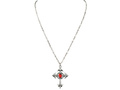 Colier gotic cu cruce cu piatră roșie - 1 buc.