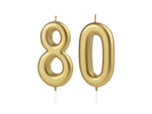 Lumânări numerice aurii - 80 - 2 buc.