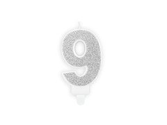 Lumânare numerică cu sclipici - 9 - 1 buc.