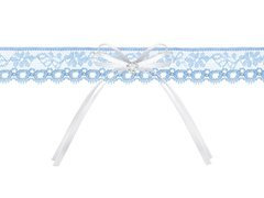 Jartieră din dantelă albastră cu fundiță - 1 buc