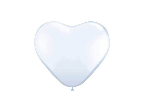 Baloane albe cu inima - 30 cm - 100 buc.