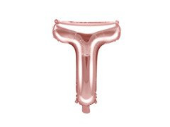 Balon din folie litera "T" roz și auriu - 35 cm