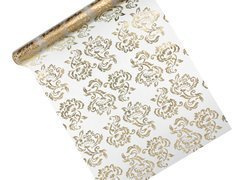 Organza albă cu imprimare față-verso - 36 cm x 9 m.